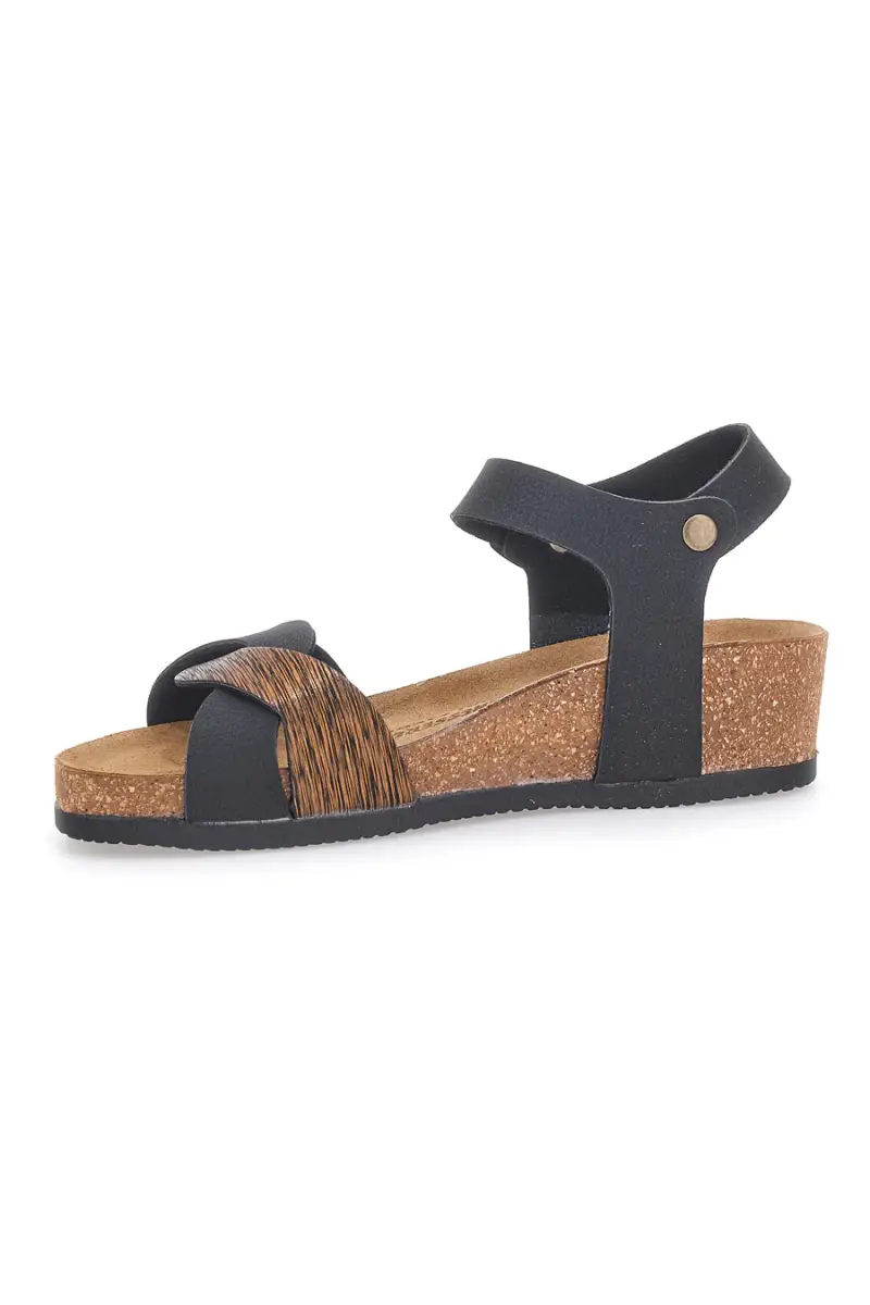 Sandali neri con zeppa e cinturino Bio Up 306 [NERO] miniatura 5