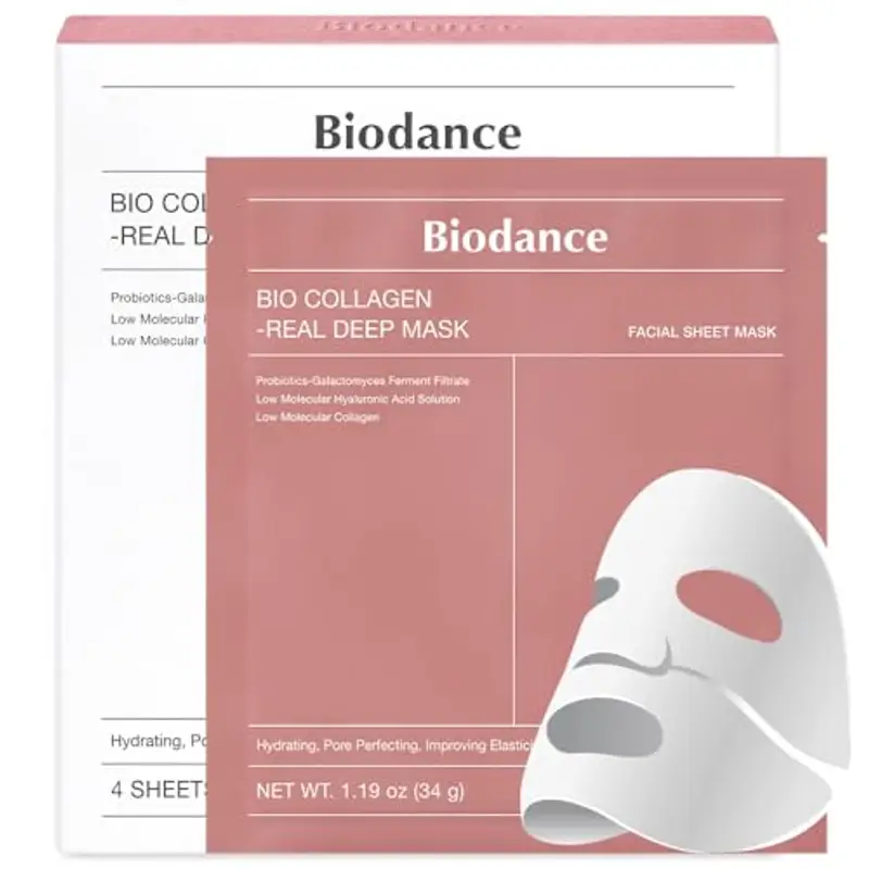 Biodance Bio-Collagen Real Deep Mask confezione da 4 - maschere per il viso, maschera per il viso, maschera per il viso donna, maschera per il viso, affinamento dei pori, trattamento delle rughe