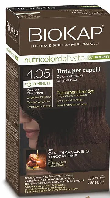 BIOKAP DELICATO RAPIDO colore per capelli - 4.05 Castano Cioccolato 135 ml