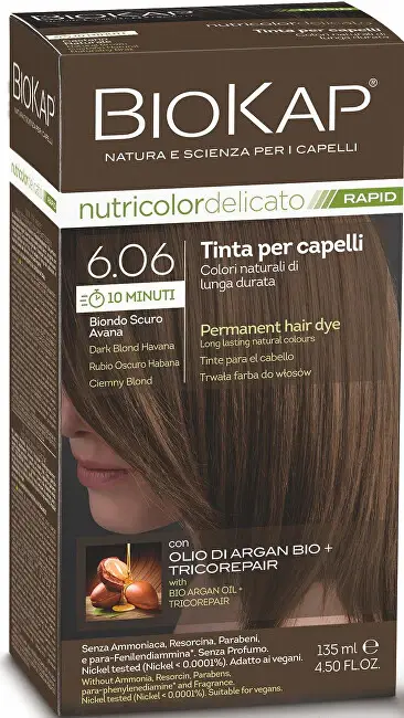 BIOKAP DELICATO RAPIDO colore per capelli - 6.06 Avana biondo scuro 135 ml