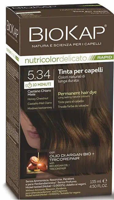 BIOKAP DELICATO RAPIDO per capelli - 5.34 Miele di castagno 135 ml