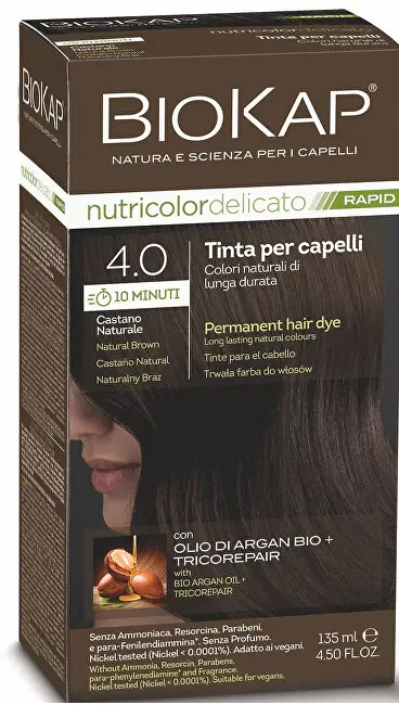 BIOKAP DELICATO RAPIDO tintura per capelli - 4.00 castano scuro naturale 135 ml