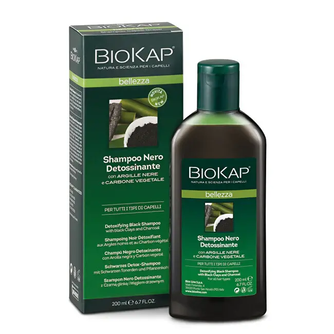 Shampoo detossinante per capelli con argilla nera e carbone attivo 200 ml