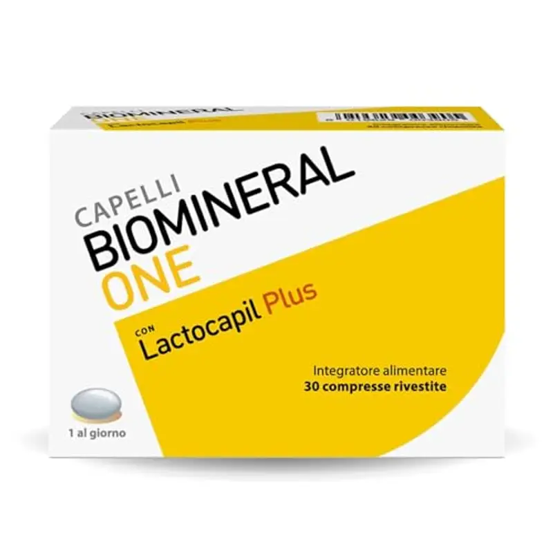 Biomineral One Capelli Più Forti, Valuminosi e Spessi, 30 Compresse, Integratore per Capelli a Base di Lactocapil Plus con Biotina, Vitamina D, Acido Linoleico e Taurina