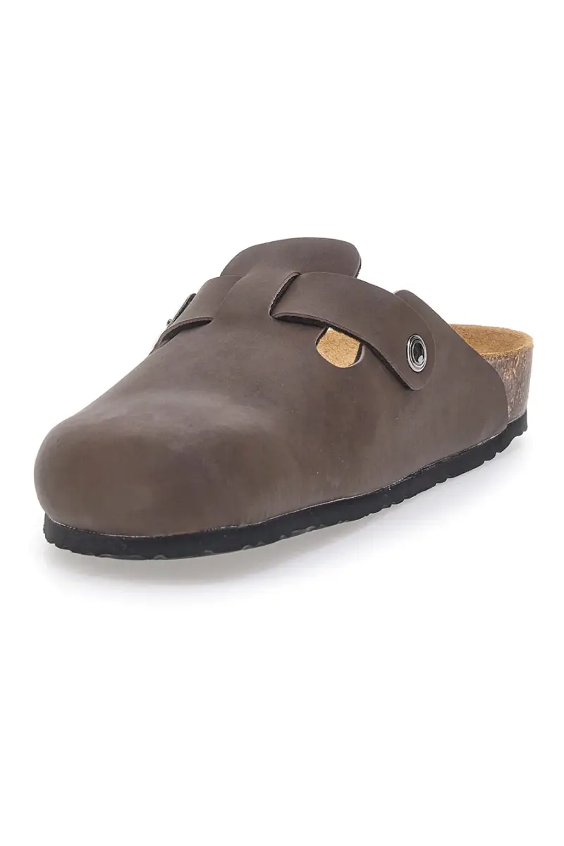 Sabot marrone con fibbia e sottopiede in pelle Biomodex 32950 [MARRONE] miniatura 4