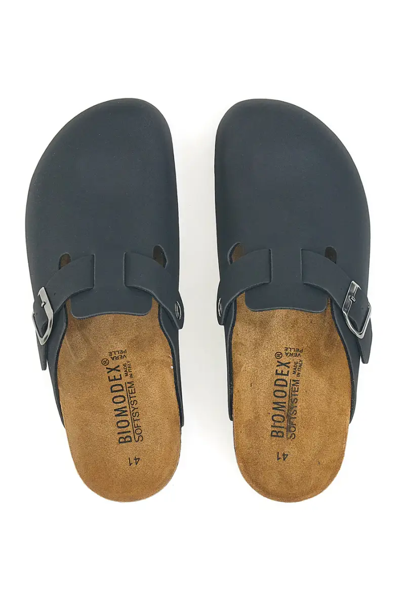 Sabot neri con fibbia e sottopiede in pelle Biomodex 32950 [NERO] miniatura 3