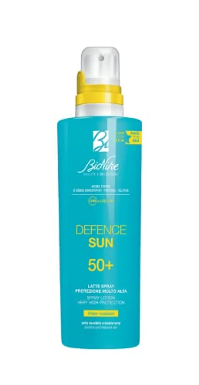 Bionike Defence Sun - Latte Spray Solare, per Pelli Sensibili e Intolleranti, Azione Protettiva e Antiossidante, Waterproof e non Appiccicoso, Lenisce e Ripara la Pelle, 200 ml