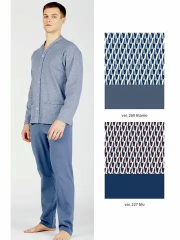 Pigiama uomo aperto in jersey di cotone caldo Bip Bip 7017 Tg 58-60