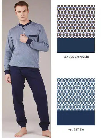 Pigiama uomo taglie forti in jersey di cotone caldo Bip Bip 7073 Tg 58-60