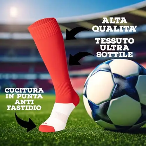 BIRIKKINA Calzettoni da Calcio SET 3 PAIA - 10 COLORI DISPONIBILI - Calza Da Calcio Uomo - Ragazzo - Bambino miniatura 2