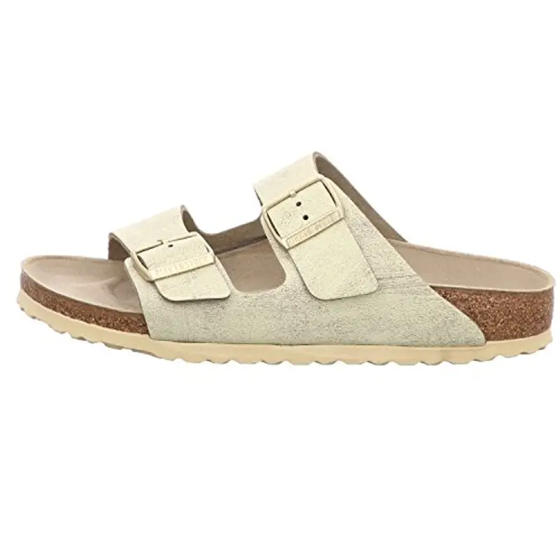 Birkenstock Arizona, Sandali a Punta Aperta Donna, Washed Metallic Cream Gold 1008798, 41 EU miniatura 2