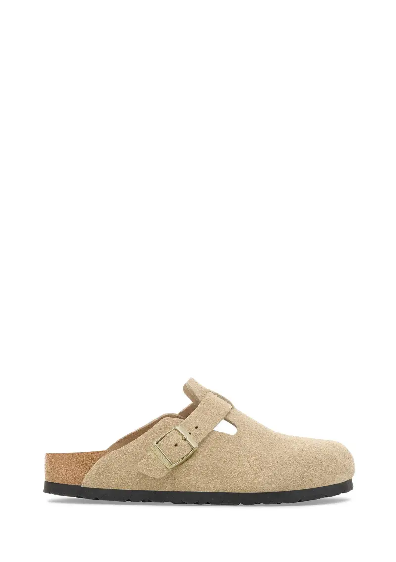 Birkenstock Ciabatta Unisex Boston in pelle scamosciata sabbia