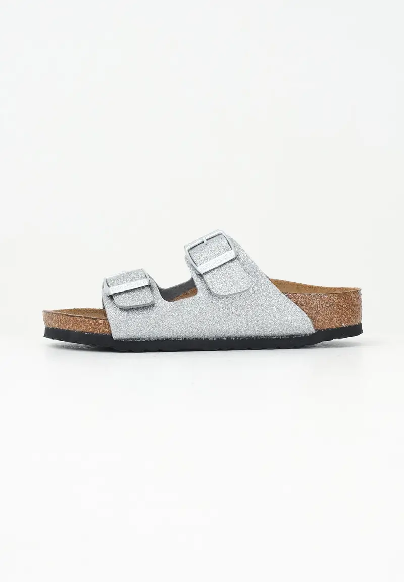 BIRKENSTOCK Ciabatte Arizona argento da bambina con glitter