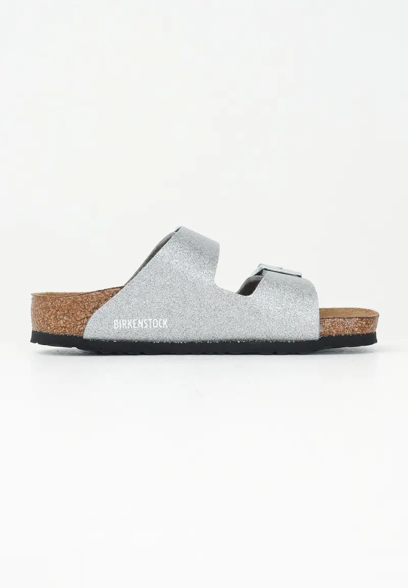BIRKENSTOCK Ciabatte Arizona argento da bambina con glitter miniatura 2