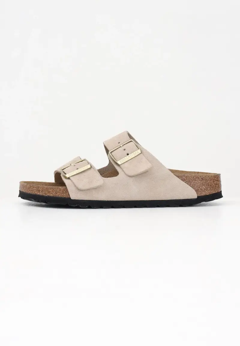 Birkenstock Sandali Arizona beige da uomo in pelle scamosciata