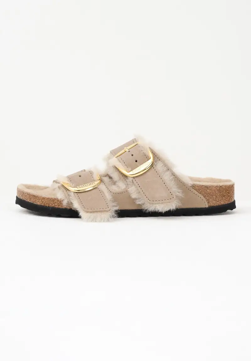 Ciabatte Arizona Big Buckle beige da donna