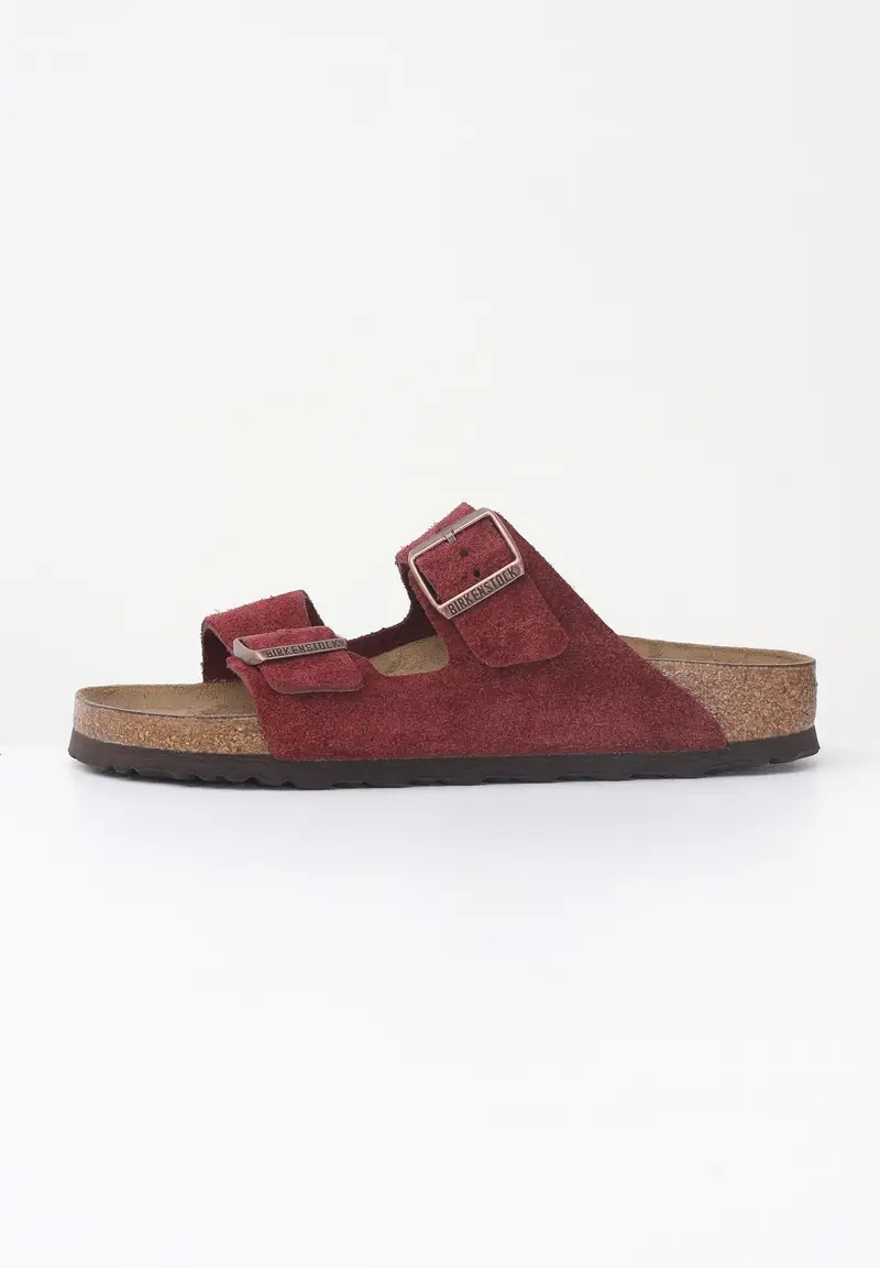 BIRKENSTOCK Ciabatte Arizona in pelle scamosciata bordeaux per uomo e donna