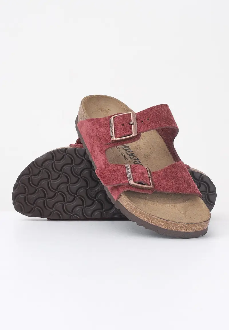 BIRKENSTOCK Ciabatte Arizona in pelle scamosciata bordeaux per uomo e donna miniatura 3