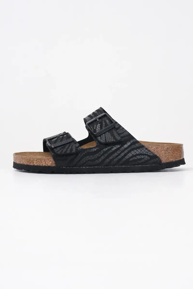 Birkenstock Ciabatte Arizona nere da donna con tomaia zebrata