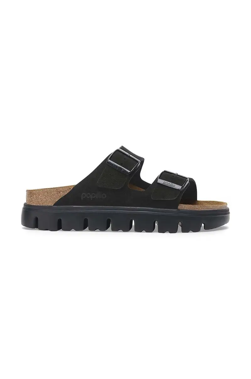 ciabatte slide in camoscio Arizona Chunky Birkenstock x Papillio Nero