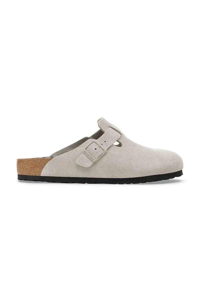 ciabatte slide in camoscio Boston Varsity donna colore grigio 1030615