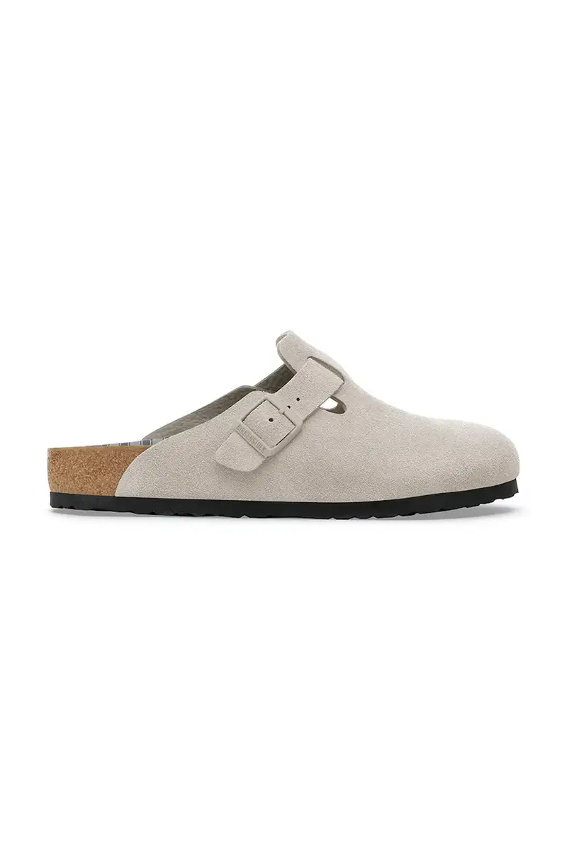 ciabatte slide in camoscio Boston Varsity uomo colore grigio 1030622