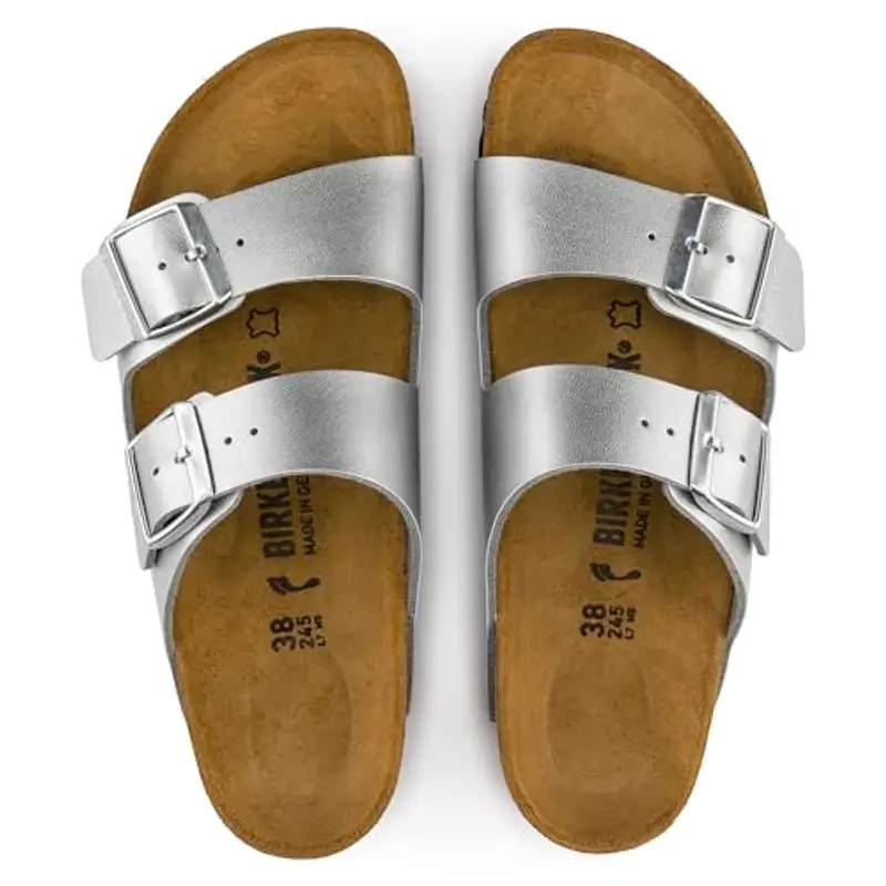 Birkenstock Donna Arizona Birko-Flor Argento infradito (1012283) stretto argento (1012283) comodo, confortevole miniatura 3