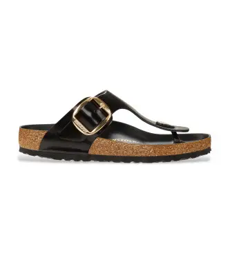 per donna 1021467 Sandali in pelle nera con fibbia grande Gizeh (36), Nero, Basso, Nessuno, Casual Naturale