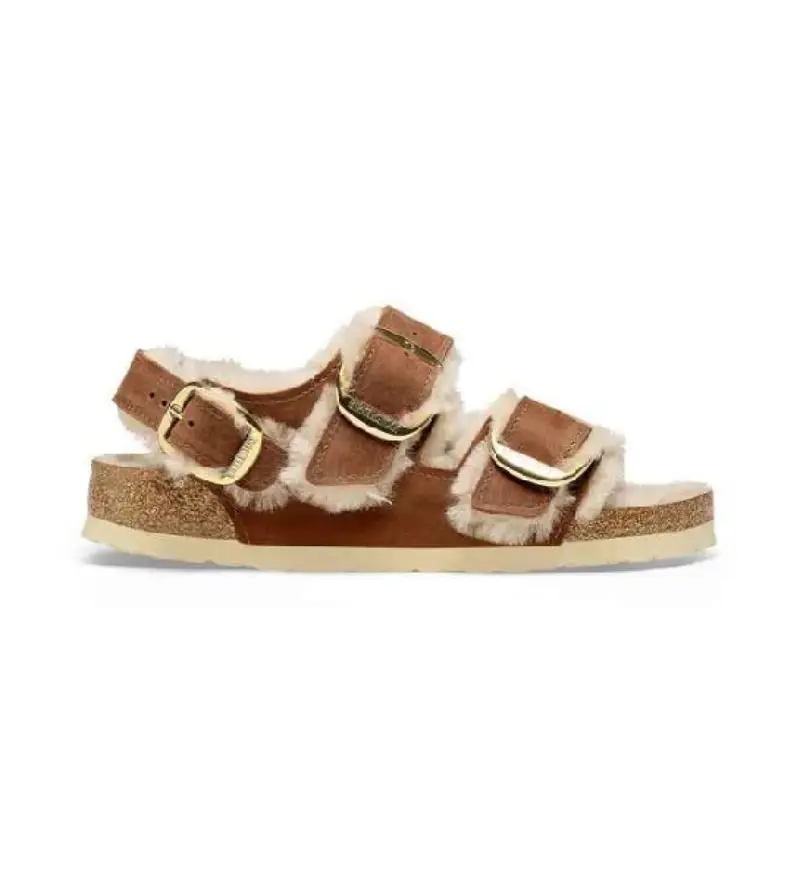 per donna. 1025455 Sandali marroni Milano Big Buckle (38), Marrone, Basso, Fibbia, Casual Pelle