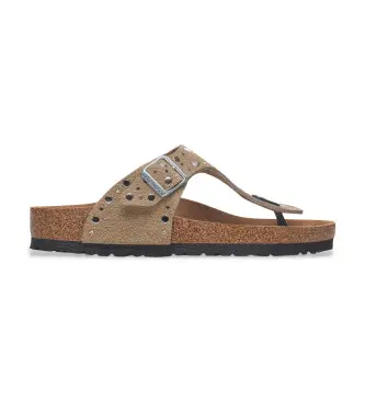per donna 1029388 Sandali Gizeh Rivet in pelle color tortora (37), Basso, Nessuno, Casual, Taupe