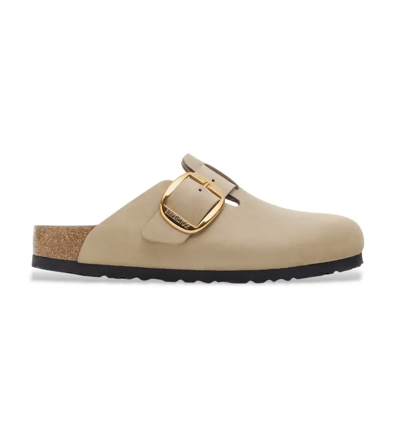 per donna 1030425 Zoccoli Boston in pelle beige con fibbia grande (36), Basso, Nessuno, Casual