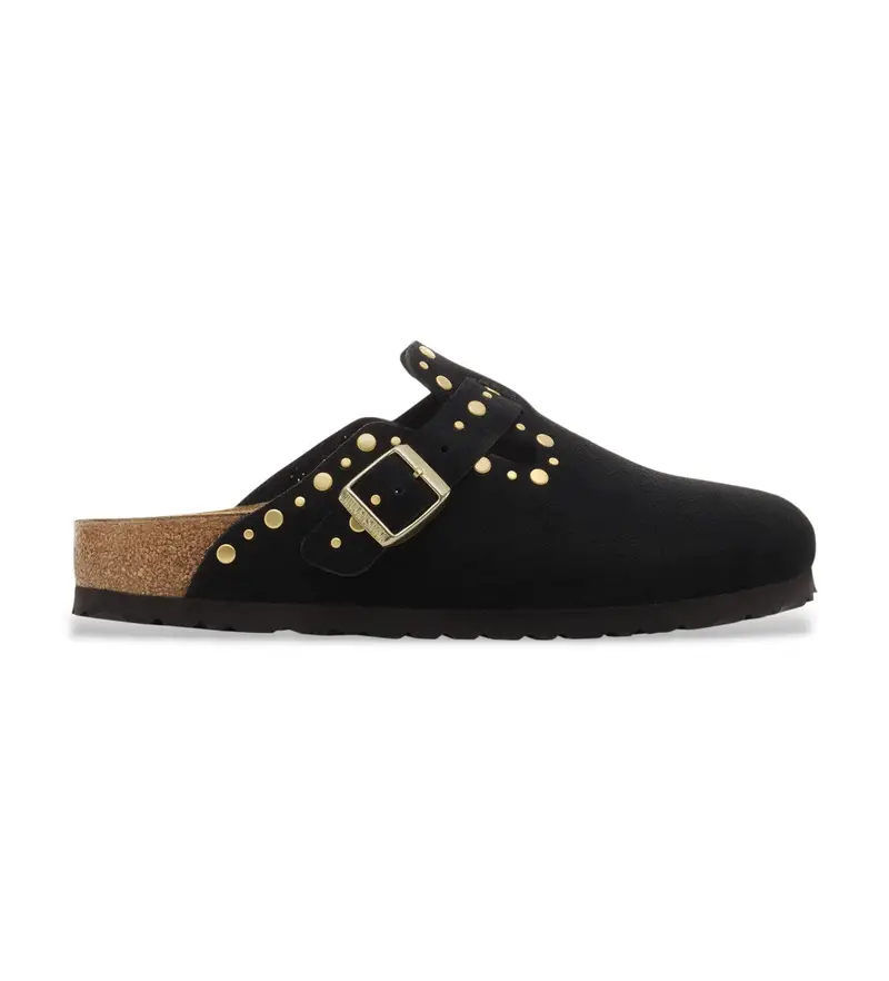 per donna. 1030491 Zoccoli in pelle nera Boston Rivets (37), Nero, Basso, Nessuno, Casual