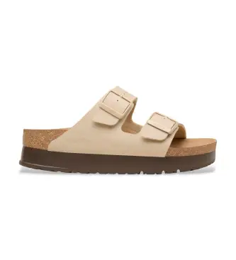 per donna 1031261 Sandali Arizona Flex Platform beige (36), 3 a 5cm, Nessuno, Casual