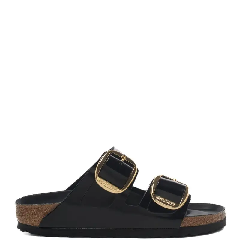 Birkenstock sandali da donna arizona big buckle in vera pelle vernice neri