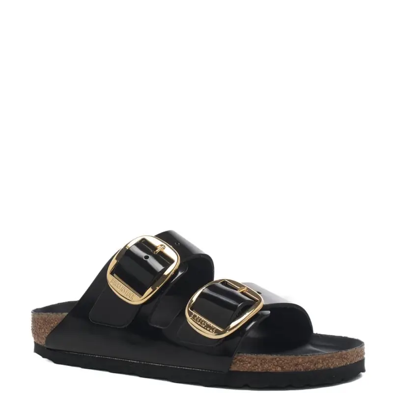 Birkenstock sandali da donna arizona big buckle in vera pelle vernice neri miniatura 2