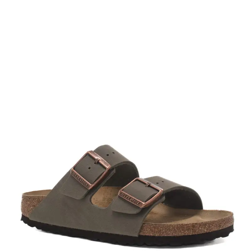 sandali da donna arizona birko flor nubuck in vera pelle con doppio cinturino grigio miniatura 2