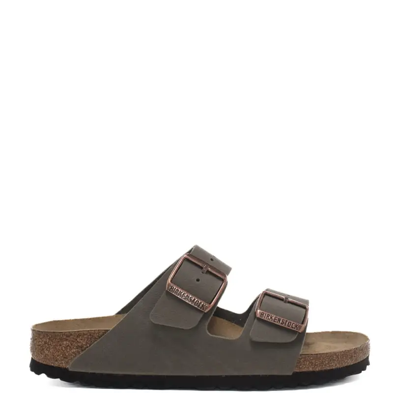 sandali da donna arizona birko flor nubuck in vera pelle con doppio cinturino grigio