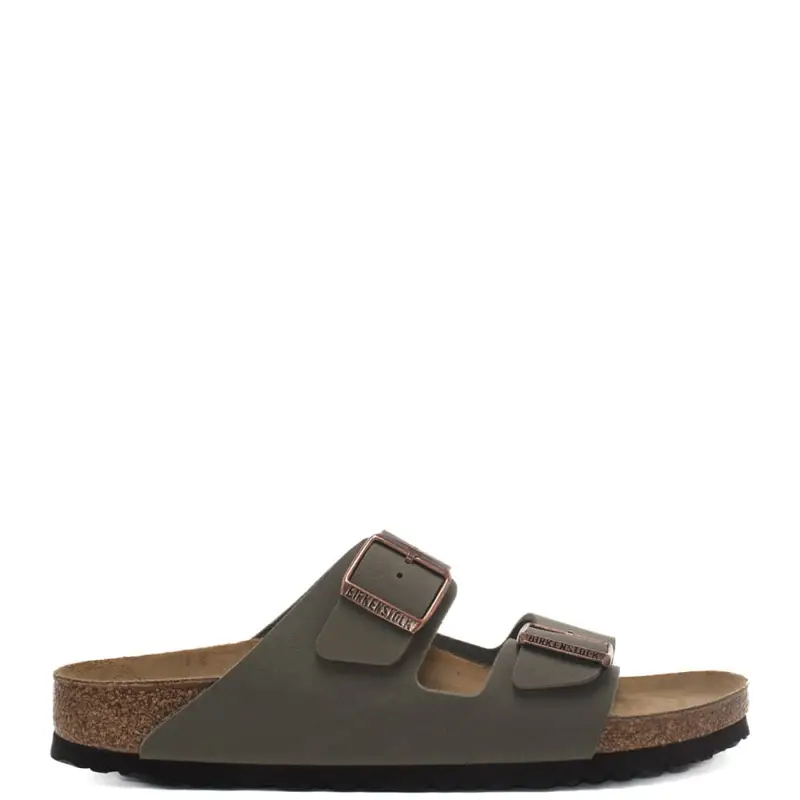sandali da uomo arizona birko flor nubuck in vera pelle con doppio cinturino grigio