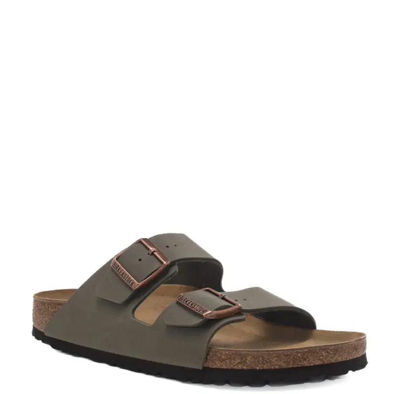 sandali da uomo arizona birko flor nubuck in vera pelle con doppio cinturino grigio miniatura 2