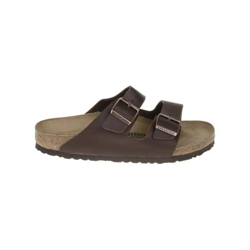 sandalo uomo arizona in doppia fibbia birkoflor in pelle marrone