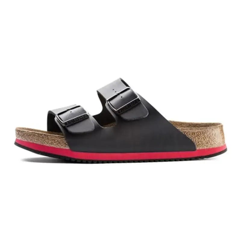 BirkenstockArizona Birko-Flor - Ciabatte unisex adulto, Nero (Noir (black Ls Black/red)), 42