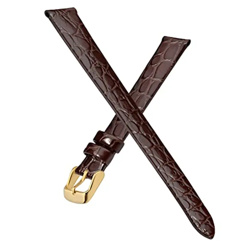 BISONSTRAP Cinturini per Orologi Donna, Cinturino di Ricambio Morbidi con Fibbia Iucida, 10mm, Marrone con Fibbia in Oro miniatura 3