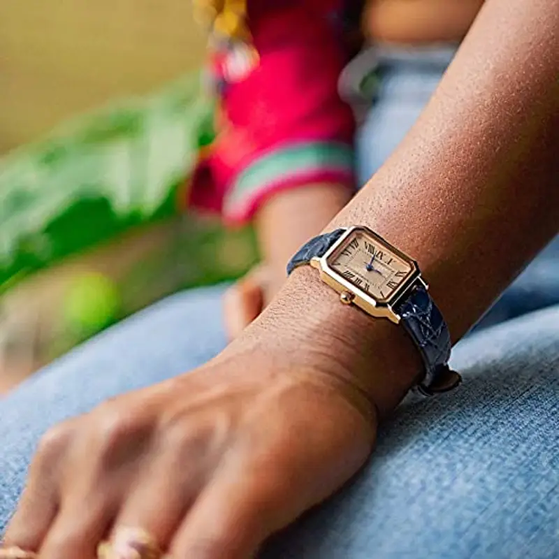 BISONSTRAP Cinturini per Orologi Donna, Cinturino di Ricambio Morbidi con Fibbia Iucida, 12mm, Blu con Fibbia in Oro miniatura 2