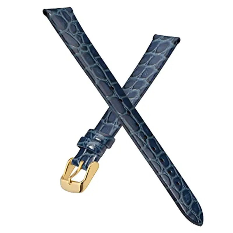 BISONSTRAP Cinturini per Orologi Donna, Cinturino di Ricambio Morbidi con Fibbia Iucida, 12mm, Blu con Fibbia in Oro miniatura 3