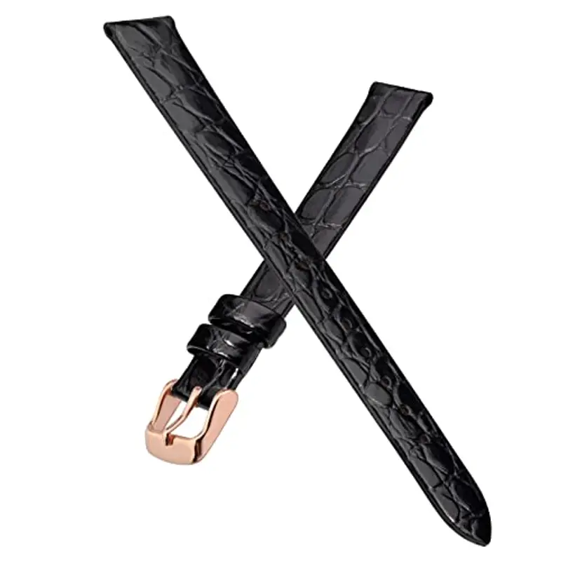 BISONSTRAP Cinturini per Orologi Donna, Cinturino di Ricambio Morbidi con Fibbia Iucida, 16mm, Nero con Fibbia in Oro Rosa miniatura 3