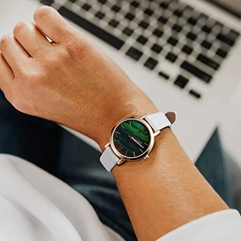 BISONSTRAP Cinturini per Orologi Donna, Cinturino di Ricambio Morbidi con Fibbia Iucida, 20mm, Bianco con Fibbia in Oro miniatura 2