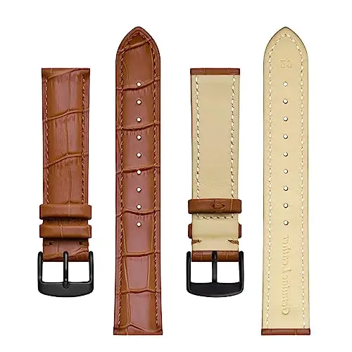 BISONSTRAP Cinturino per Orologi 20mm, Cinturini in Pelle Goffrata Alligatore, Marrone Toffee con Fibbia Nera miniatura 3