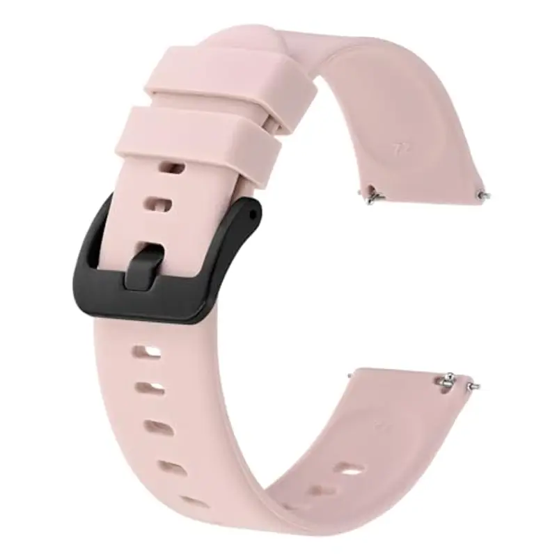 BISONSTRAP Cinturino per Orologi in Silicone, Leggeri Cinturini con Sgancio Rapido, 18mm, Rosa con Fibbia Nera