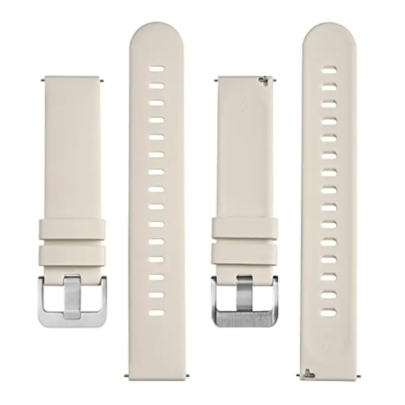 BISONSTRAP Cinturino per Orologi in Silicone, Leggeri Cinturini con Sgancio Rapido, 20mm, Avorio (Beige) con Fibbia Argento miniatura 3