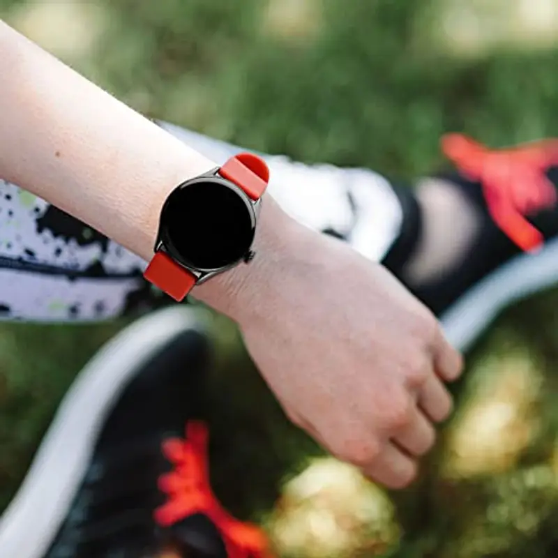 BISONSTRAP Cinturino per Orologi in Silicone, Leggeri Cinturini con Sgancio Rapido, 22mm, Rosso con Fibbia Argento miniatura 2